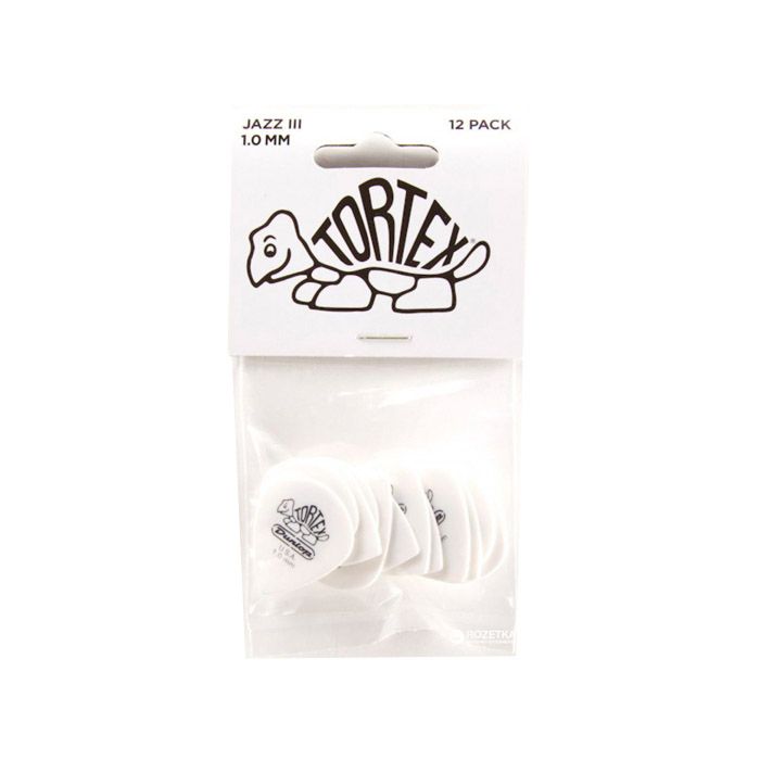 PICK TORTEX WHITE JAZZ III DUNLOP 478P1.0, 1.0, 12 UNIDADES