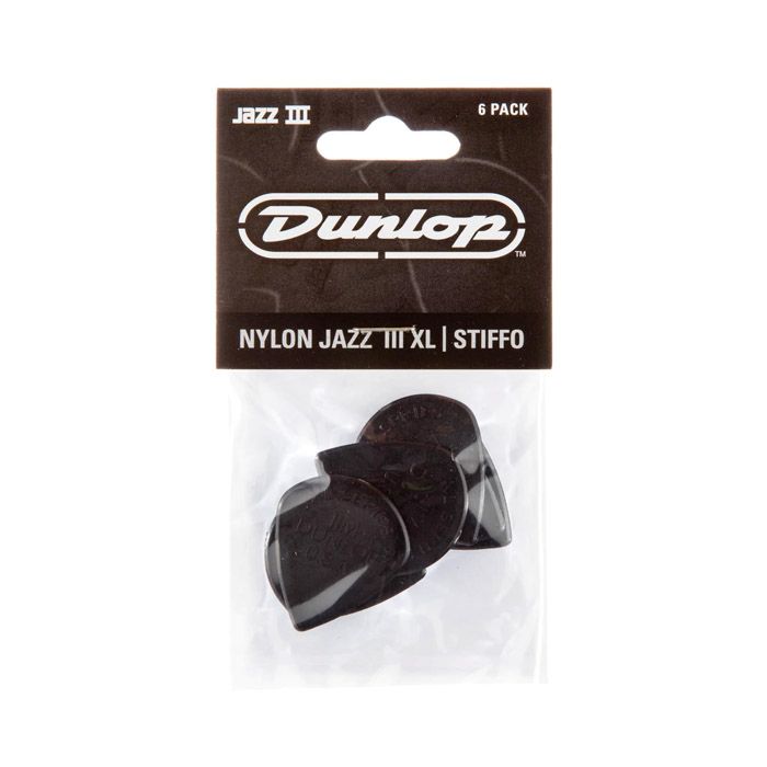 PICK NYLON JAZZ III DUNLOP 47P3S,BLACK, 6 UNIDADES