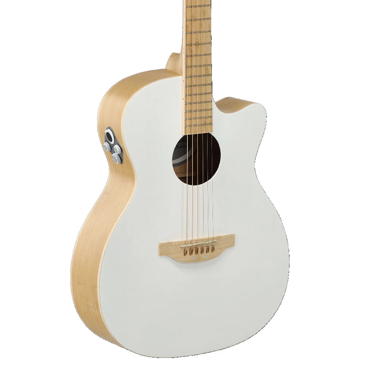 GUITARRA ELECTROACUSTICA OVATION  APPLAUSE OM CUTAWAY, WHITE TOP AEO-69-6PS