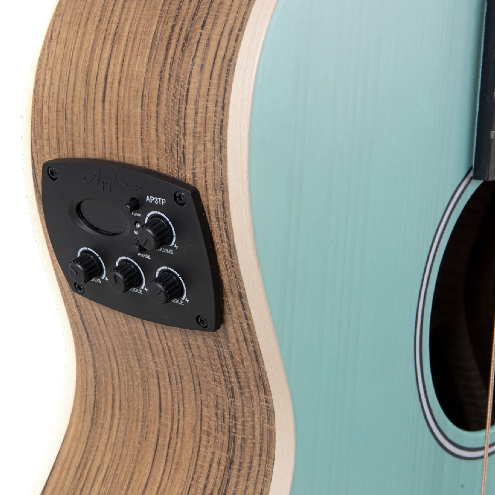 GUITARRA ELECTROACUSTICA OVATION APPLAUSE OM CUTAWAY, CELESTE AEO-69-T