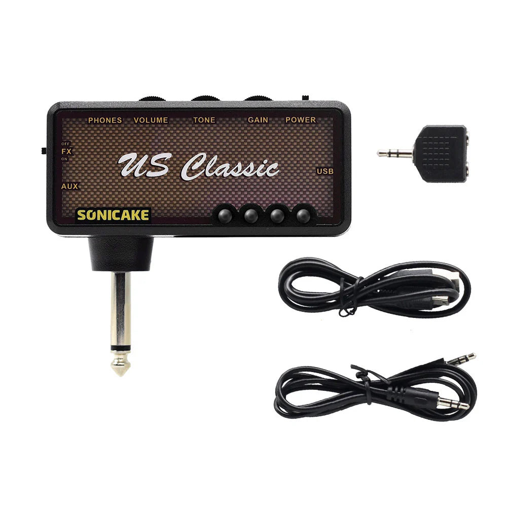 AMPLIFICADOR GUITARRA ELECTRICA PORTATIL SONICAKE CON AUDIFONO, US CLASSIC QAP-2E
