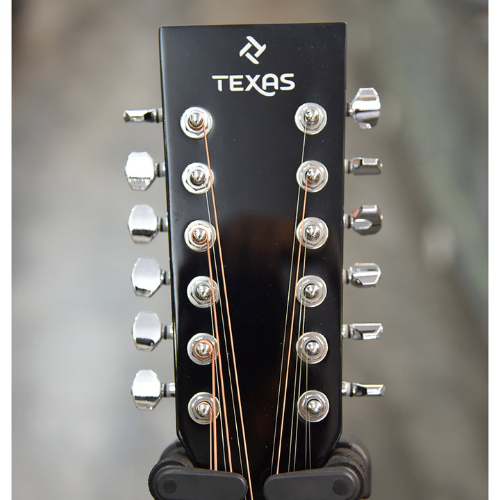 GUITARRA ELECTROACUSTICA TEXAS 12 CUERDAS DREADNOUGHT 44", AF8A8CE12 BLACK