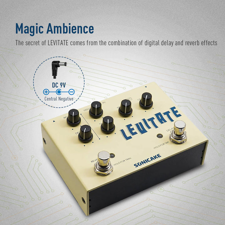 PEDAL GUITARRA ELECTRICA SONICAKE DELAY/REVERB, LEVITATE QDS-02
