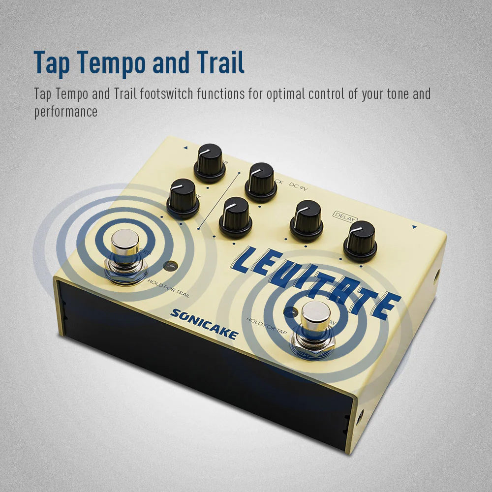PEDAL GUITARRA ELECTRICA SONICAKE DELAY/REVERB, LEVITATE QDS-02