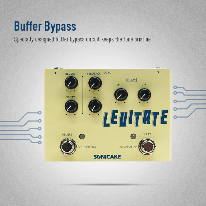 PEDAL GUITARRA ELECTRICA SONICAKE DELAY/REVERB, LEVITATE QDS-02