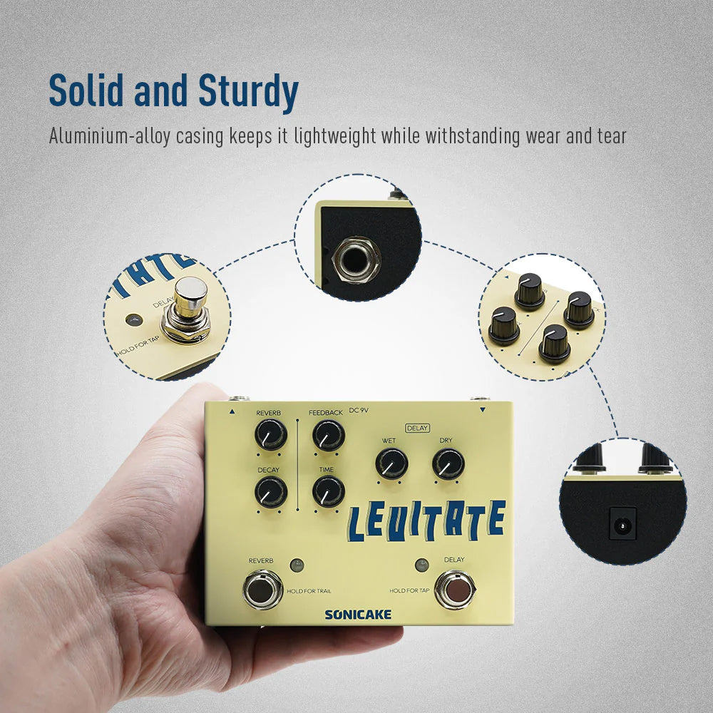 PEDAL GUITARRA ELECTRICA SONICAKE DELAY/REVERB, LEVITATE QDS-02