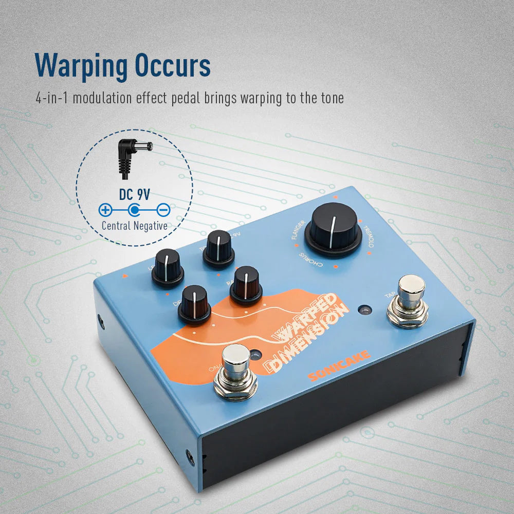 PEDAL GUITARRA ELECTRICA SONICAKE 4-MODE MODULATION, WARPED DIMENSION QDS