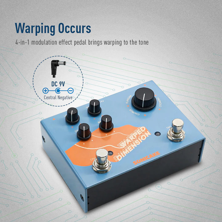PEDAL GUITARRA ELECTRICA SONICAKE 4-MODE MODULATION, WARPED DIMENSION QDS