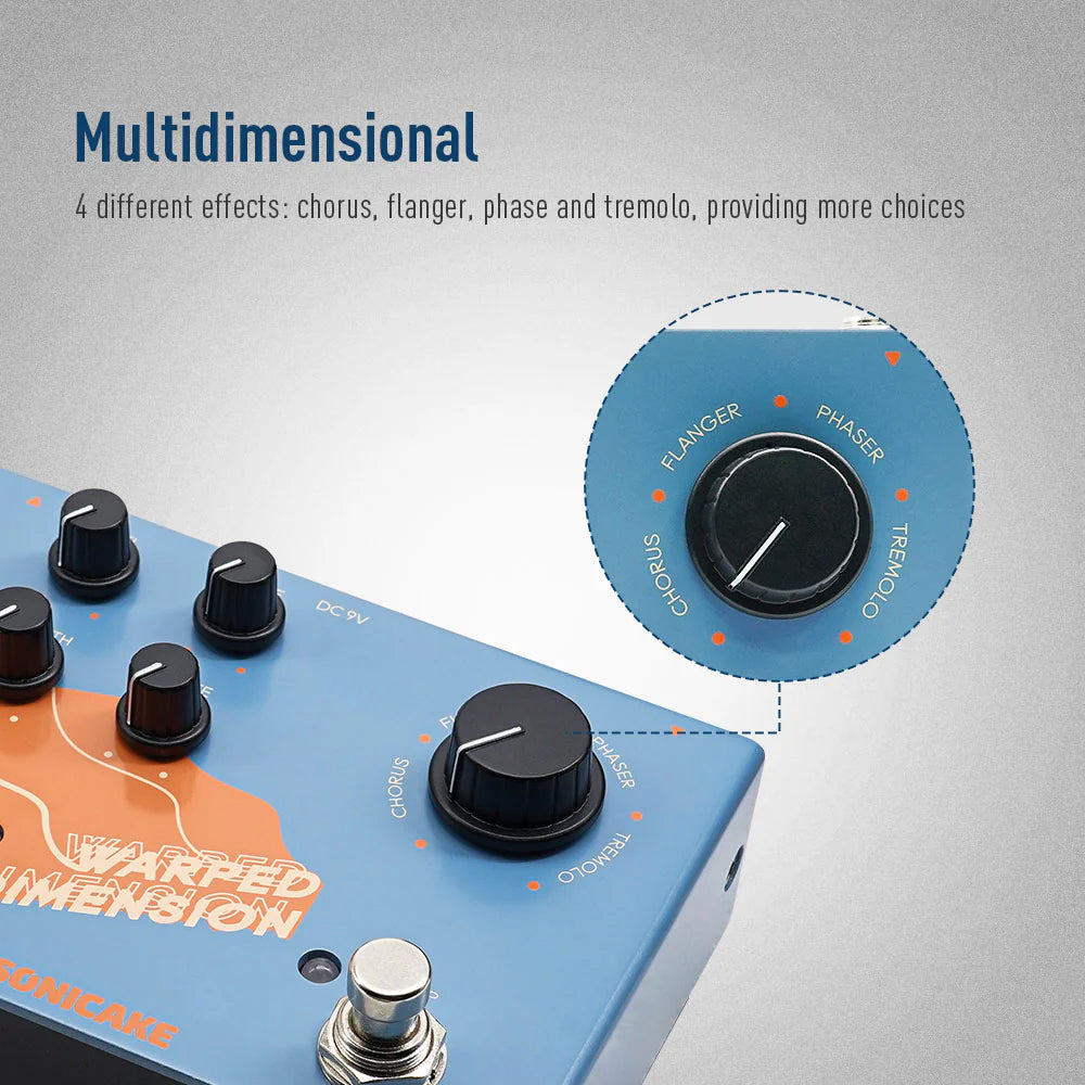 PEDAL GUITARRA ELECTRICA SONICAKE 4-MODE MODULATION, WARPED DIMENSION QDS