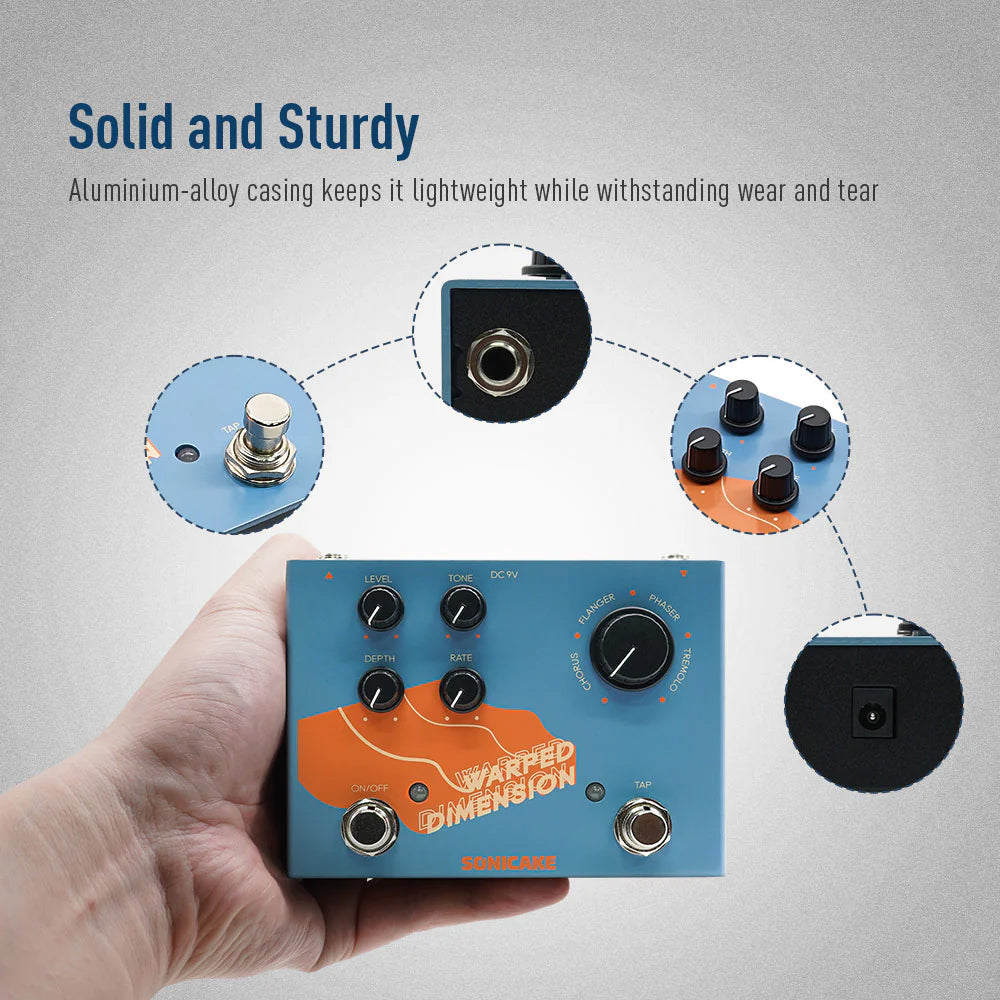 PEDAL GUITARRA ELECTRICA SONICAKE 4-MODE MODULATION, WARPED DIMENSION QDS