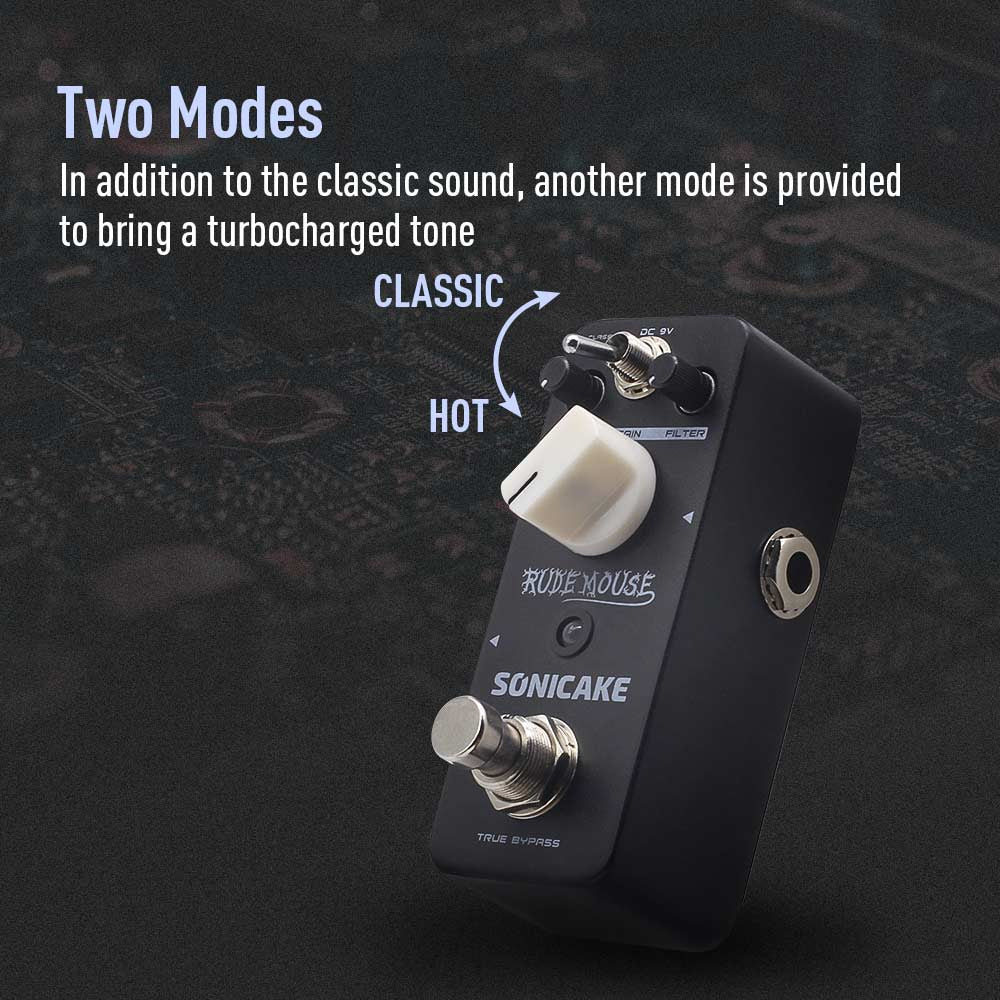 PEDAL GUITARRA ELECTRICA SONICAKE DISTORTION, RUDE MOUSE QSS-18
