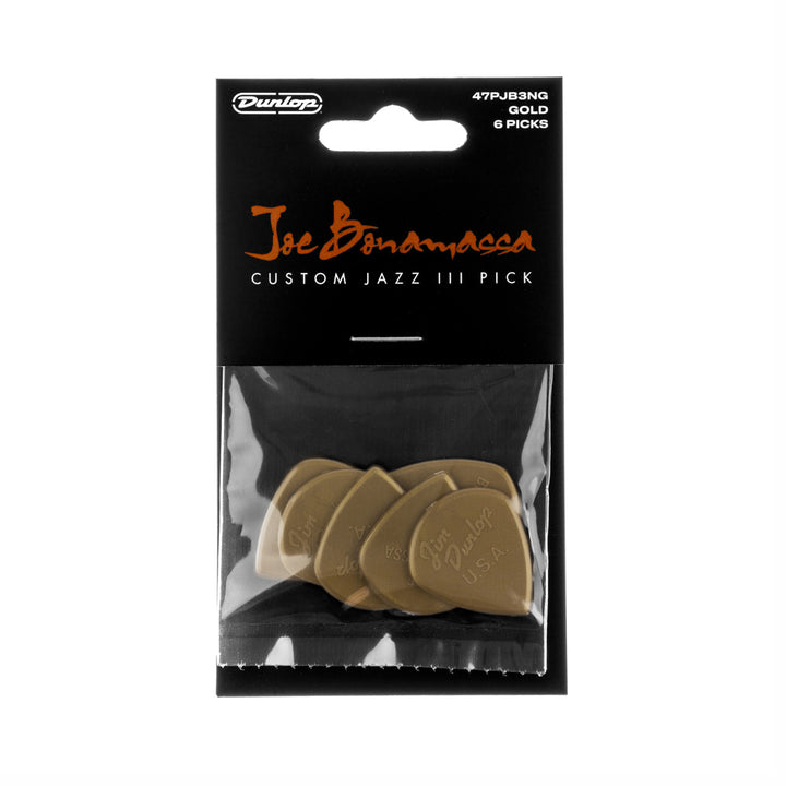 PICKS DUNLOP 47PJB3NG JOE BONAMASSA, GOLD JAZZ III, 6 UNIDADES