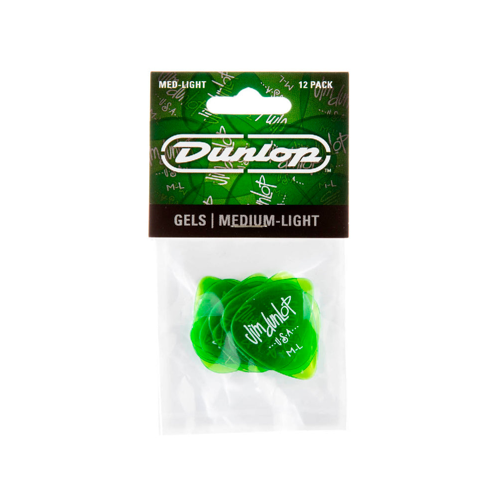 PICK GEL DUNLOP 486PML MEDIUM LIGHT, GREEN, 12 UNIDADES
