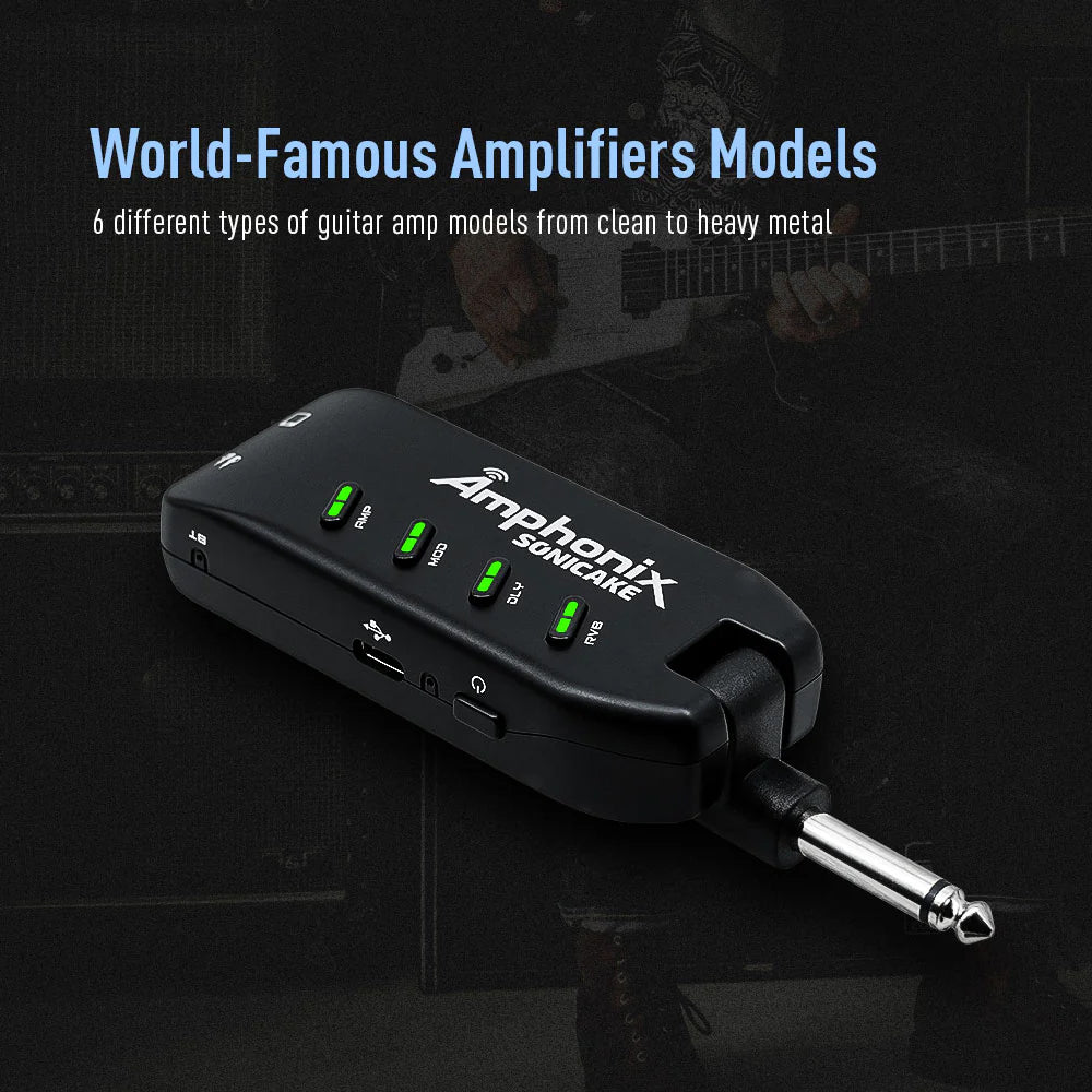 AMPLIFICADOR GUITARRA ELECTRICA PORTATIL SONICAKE CON MULTI EFECTOS, AMPHONIX QAP-10