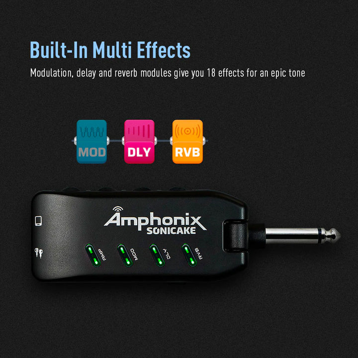 AMPLIFICADOR GUITARRA ELECTRICA PORTATIL SONICAKE CON MULTI EFECTOS, AMPHONIX QAP-10